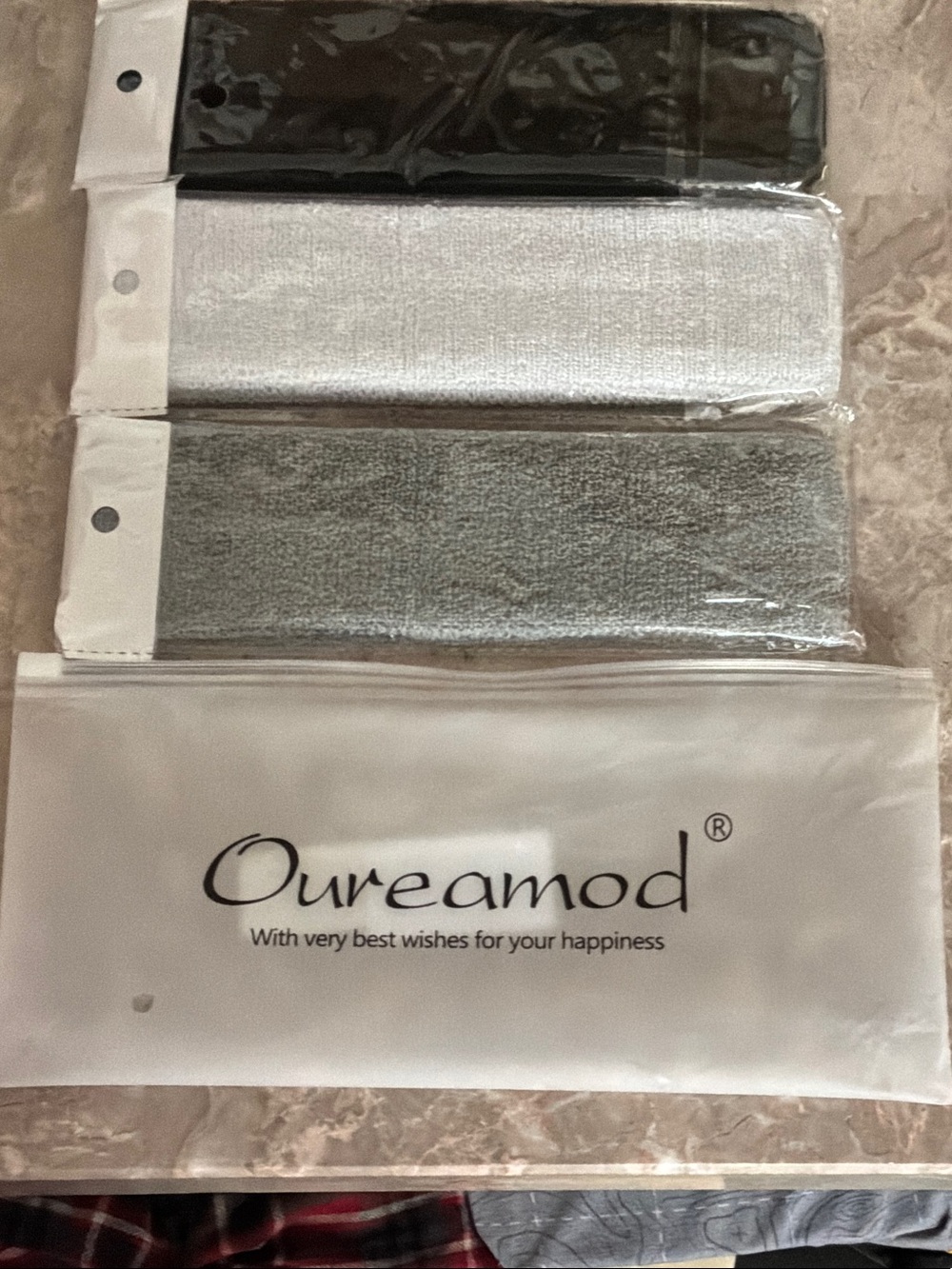 Set - Black, Silver, Gray Headbands